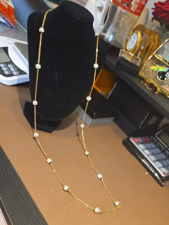 Nolan Miller Gold Multi-Strand Crystal Ball Station Necklace - Picture 4 of 5